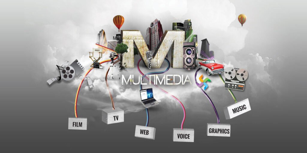multimedia illustration with different types of media,